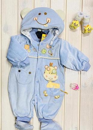 Комбинезон утепленый велюровый жираф 0-18 мес 86