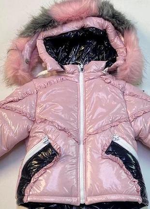 Зимова курточка moncler на дівчинку 80-104 р хутро знімне 86