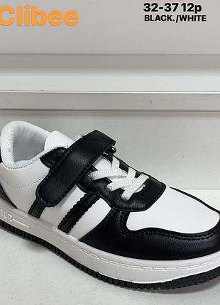 Кроссовки черно-белые clibee 32-37р (20-22,5см. ) 37, весна/лето/осень