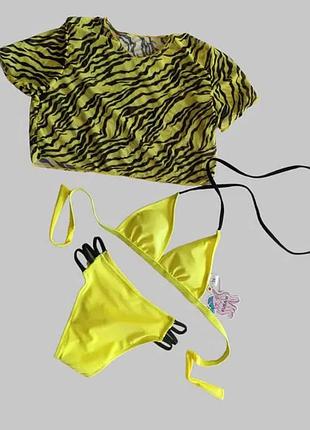 Купальник на девочку с туникой футболкой 116-176р 6-16лет 7765 170