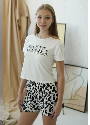 Піжама підліткова з шортами 134-176 зріст no254 туреччина 1164