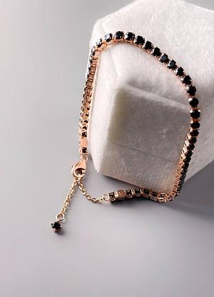 Тенісний браслет pandora з чорними каменями