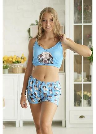 Пижама летняя подростковая с топом 122-176 рост №359 146