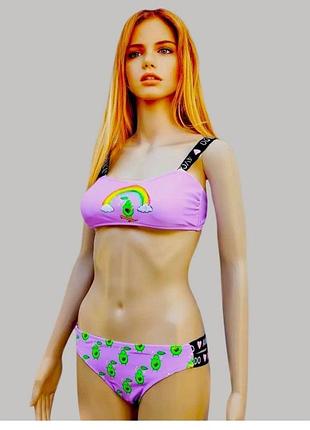 Купальник на девочку с топом 122-176р италия №602 лаванда 176