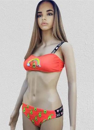 Купальник на дівчинку з топом 122-176р італія no602 корал 170