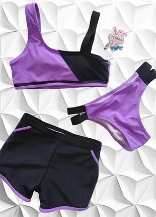 Купальник на девочку с топом и шортами 116-164р №7762 122