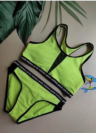 Купальник с топом однотонный 6-16 лет 122-176 рост №1059 140