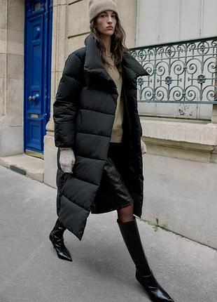 Довгий пуховик пальто анорак куртка курточка zara