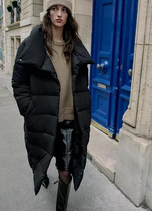 Довгий пуховик пальто анорак куртка курточка zara