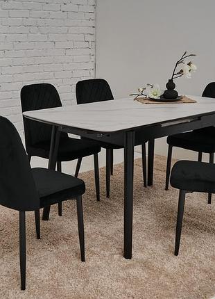 Керамічний стіл tm-76 білий мармур + чорний