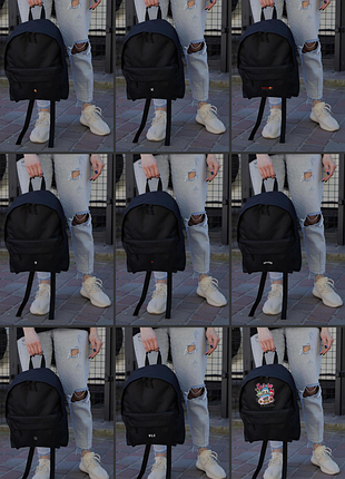 Рюкзак женский повседневный школьный черный с принтом водоотталкивающий 19 л