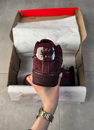 Женские кроссовки nike air force 1 burgundy crush найк эйр форс 1 замшевые 3