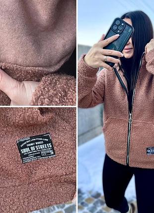 Теплая женская кофта-куртка баранчик