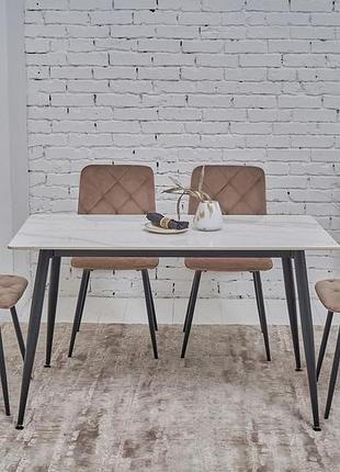 Обеденный керамический стол tm-100 олимпо вайт + черный