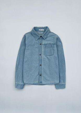 Shein джинсова сорочка з довгим рукавом на хлопчика 9 років блакитного кольору