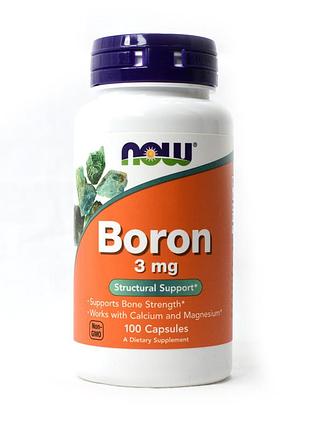 Вітаміни та мінерали now boron 3 mg, 100 капсул