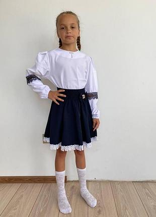 Школьная практичная блуза для девочки, размеры 116-146 122