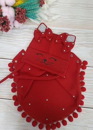 Елегантний комплект для дівчинки - шапка та косиночка (хомут), no brend, колір червоний