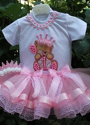 Праздничный костюм для девочки no brend, реглан, юбка, обруч, размеры 1-10 лет, белый + красный 9-10