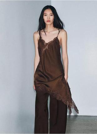 Асимметричное платье zw collection с кружевом