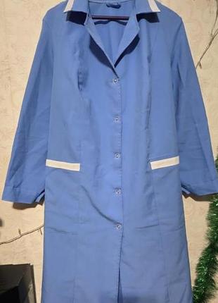 Темно-голубой женский медицинский халат