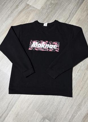 Мужской чёрный свитшот с принтом размер м