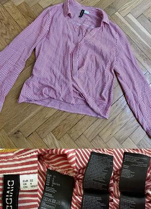 Блуза h&m у рожево-білу смужку, віскоза, eur 32 10