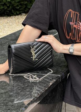 Сумка cassandre saint matelasse chain wallet in de poudre laurent embossed leather