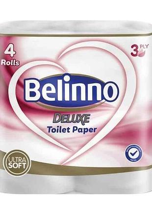 Туалетная бумага 4 рулона 3 слоя целлюлоза delux тм belinno