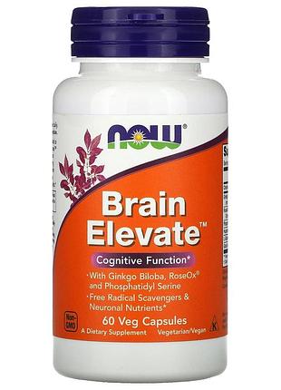 Витамины для памяти, brain elevate, now foods, 60 вегетарианских капсул