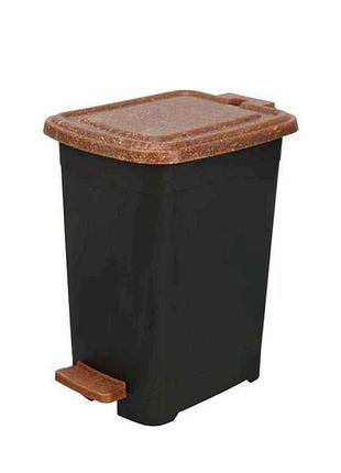 Мусорник с педалью wood прямоугольный 15л тм elif plastik