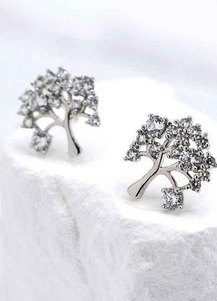 Серьги пусеты дерево 57460 14х13мм белые фианиты 2.1г белое золото тм xuping