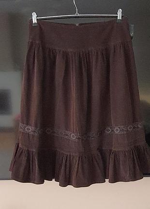 Юбка вельветовая pole&amp;pole турочичная юбка ярусная кружево