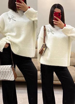 Жіночий вʼязаний акриловий котоновий светр кофта