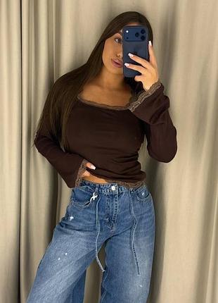 Лонгслів з мереживом 😍 3