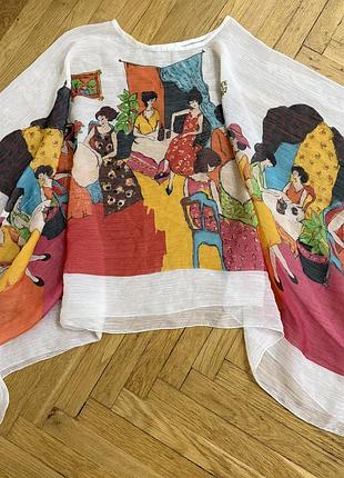 Легка арт-блуза з принтом, напівпрозора, бохо стиль