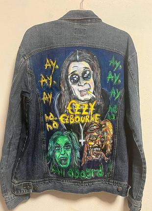 Эдина в мире, лимитированная, кастомная, джинсовая куртка ozzy osbourne