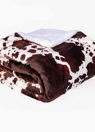 Плед флисовый sherpa коровка двусторонний love you 150 x 200 см