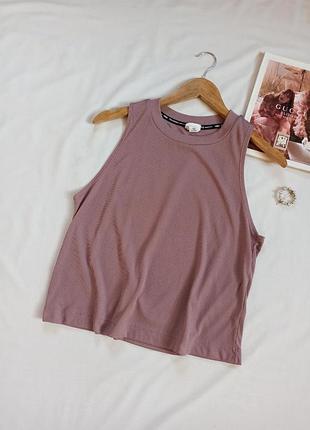 Розовая спортивная майка/топ в мелкий рубчик