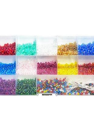 Набор бисера для создания украшений 037-49 в боксе, леска в комплекте