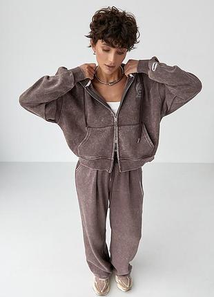 Теплий спортивний костюм у техніці тай-дай