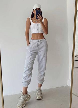 Жіночі теплі штани джогери з перестрочками на флісі спортивні утеплені