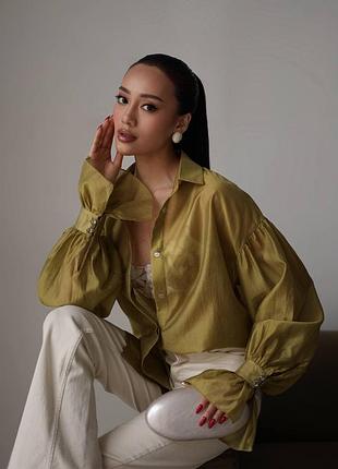 Рубашка оверсайз с воланами тенсель