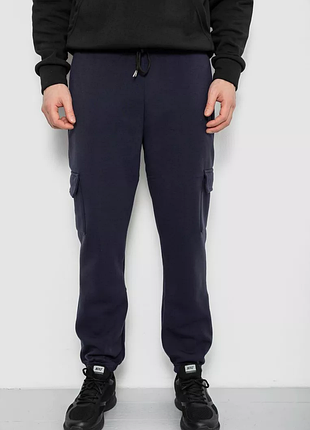 Спортивные штаны мужские на флисе, цвет синий, 12999997