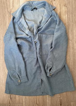 Вельветова жіноча подовжена рубашка shein