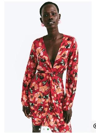 Сукня h&m жіноча сукня в квітковий принт з довгим рукавом h&m