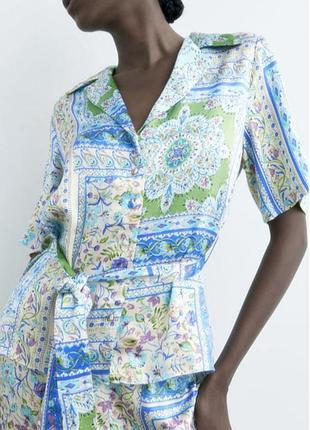 Сорочка жіноча , блуза подовжена з поясом на ґудзиках zara  подарунок