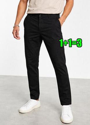 🤩1+1=3 мужские черные прямые брюки брюки стрейч чинос denim co, размер 48 - 50