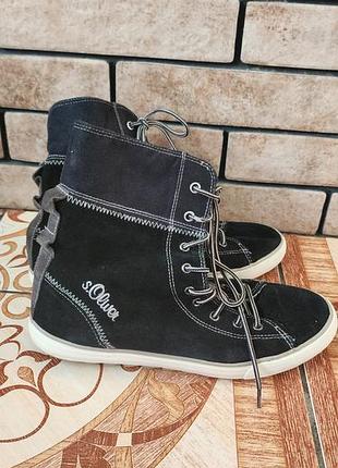 🖤 жіночі замшеві черевики s.oliver чорні, демісезон, оригінал