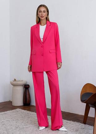 8 кольорів! жіночий класичний брючний костюм двійка, діловий, офісний, прямі брюки труби, довгий піджак, прямий жакет, тіар, базовий